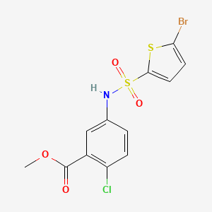 molecular formula C12H9BrClNO4S2 B4113418 methyl 5-{[(5-bromo-2-thienyl)sulfonyl]amino}-2-chlorobenzoate 
