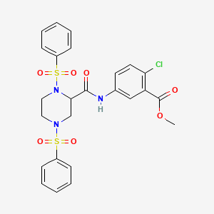 molecular formula C25H24ClN3O7S2 B4113421 methyl 5-({[1,4-bis(phenylsulfonyl)-2-piperazinyl]carbonyl}amino)-2-chlorobenzoate 