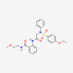 molecular formula C26H29N3O6S B4113442 2-({N-[(4-ethoxyphenyl)sulfonyl]-N-phenylglycyl}amino)-N-(2-methoxyethyl)benzamide 