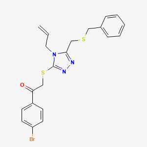 molecular formula C21H20BrN3OS2 B4113466 2-({4-allyl-5-[(benzylthio)methyl]-4H-1,2,4-triazol-3-yl}thio)-1-(4-bromophenyl)ethanone 