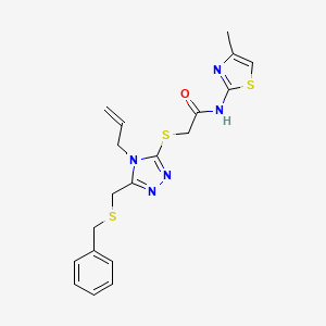 molecular formula C19H21N5OS3 B4113482 2-({4-allyl-5-[(benzylthio)methyl]-4H-1,2,4-triazol-3-yl}thio)-N-(4-methyl-1,3-thiazol-2-yl)acetamide 