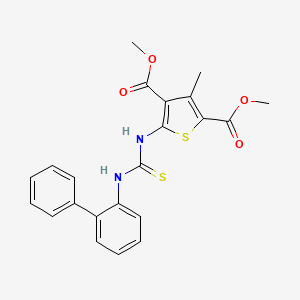 molecular formula C22H20N2O4S2 B4113496 dimethyl 5-{[(2-biphenylylamino)carbonothioyl]amino}-3-methyl-2,4-thiophenedicarboxylate 