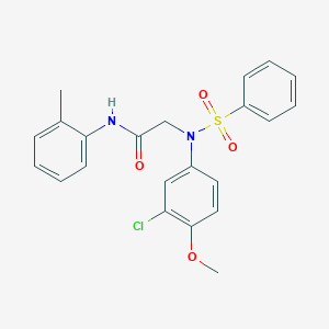 2-[3-chloro-4-methoxy(phenylsulfonyl)anilino]-N-(2-methylphenyl)acetamide