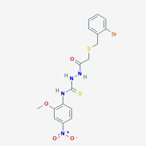 molecular formula C17H17BrN4O4S2 B4113502 2-{[(2-bromobenzyl)thio]acetyl}-N-(2-methoxy-4-nitrophenyl)hydrazinecarbothioamide 