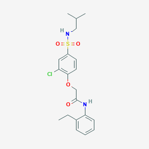 molecular formula C20H25ClN2O4S B4113504 2-{2-chloro-4-[(isobutylamino)sulfonyl]phenoxy}-N-(2-ethylphenyl)acetamide 
