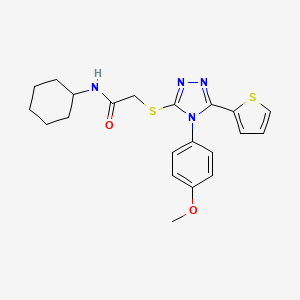 molecular formula C21H24N4O2S2 B4113511 N-cyclohexyl-2-{[4-(4-methoxyphenyl)-5-(2-thienyl)-4H-1,2,4-triazol-3-yl]thio}acetamide 