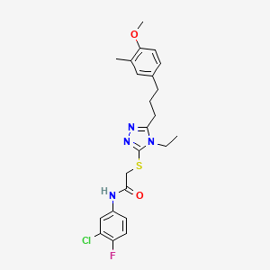 molecular formula C23H26ClFN4O2S B4113527 N-(3-chloro-4-fluorophenyl)-2-({4-ethyl-5-[3-(4-methoxy-3-methylphenyl)propyl]-4H-1,2,4-triazol-3-yl}thio)acetamide 