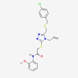 molecular formula C22H23ClN4O2S2 B4113544 2-[(4-allyl-5-{[(4-chlorobenzyl)thio]methyl}-4H-1,2,4-triazol-3-yl)thio]-N-(2-methoxyphenyl)acetamide 