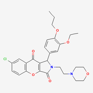 molecular formula C28H31ClN2O6 B4113550 7-chloro-1-(3-ethoxy-4-propoxyphenyl)-2-[2-(4-morpholinyl)ethyl]-1,2-dihydrochromeno[2,3-c]pyrrole-3,9-dione 