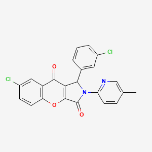 molecular formula C23H14Cl2N2O3 B4113566 7-chloro-1-(3-chlorophenyl)-2-(5-methyl-2-pyridinyl)-1,2-dihydrochromeno[2,3-c]pyrrole-3,9-dione 