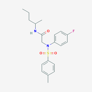 molecular formula C20H25FN2O3S B4113571 N~2~-(4-fluorophenyl)-N~1~-(1-methylbutyl)-N~2~-[(4-methylphenyl)sulfonyl]glycinamide 