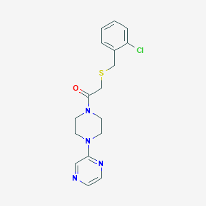 molecular formula C17H19ClN4OS B4113593 2-(4-{[(2-chlorobenzyl)thio]acetyl}piperazin-1-yl)pyrazine 