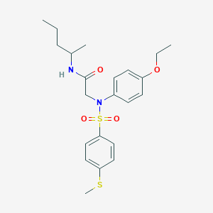 molecular formula C22H30N2O4S2 B4113601 N~2~-(4-ethoxyphenyl)-N~1~-(1-methylbutyl)-N~2~-{[4-(methylthio)phenyl]sulfonyl}glycinamide 