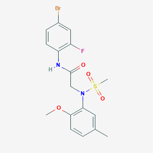 molecular formula C17H18BrFN2O4S B4113636 N~1~-(4-bromo-2-fluorophenyl)-N~2~-(2-methoxy-5-methylphenyl)-N~2~-(methylsulfonyl)glycinamide 