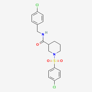 molecular formula C19H20Cl2N2O3S B4113656 N-(4-chlorobenzyl)-1-[(4-chlorophenyl)sulfonyl]-3-piperidinecarboxamide 