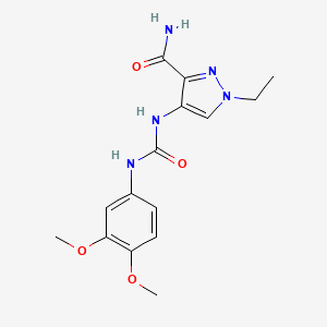 molecular formula C15H19N5O4 B4113659 4-({[(3,4-dimethoxyphenyl)amino]carbonyl}amino)-1-ethyl-1H-pyrazole-3-carboxamide 