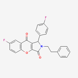 molecular formula C25H17F2NO3 B4113669 7-fluoro-1-(4-fluorophenyl)-2-(2-phenylethyl)-1,2-dihydrochromeno[2,3-c]pyrrole-3,9-dione 