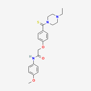 molecular formula C22H27N3O3S B4113679 2-{4-[(4-ethyl-1-piperazinyl)carbonothioyl]phenoxy}-N-(4-methoxyphenyl)acetamide 