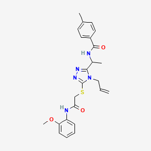 molecular formula C24H27N5O3S B4113690 N-{1-[4-allyl-5-({2-[(2-methoxyphenyl)amino]-2-oxoethyl}thio)-4H-1,2,4-triazol-3-yl]ethyl}-4-methylbenzamide 