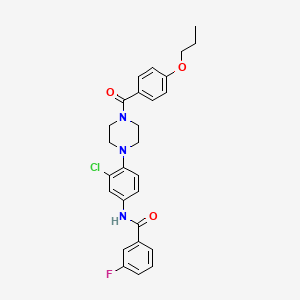 molecular formula C27H27ClFN3O3 B4113697 N-{3-chloro-4-[4-(4-propoxybenzoyl)-1-piperazinyl]phenyl}-3-fluorobenzamide 