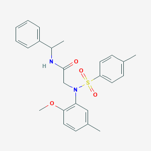 molecular formula C25H28N2O4S B411371 2-{2-methoxy-5-methyl[(4-methylphenyl)sulfonyl]anilino}-N-(1-phenylethyl)acetamide 