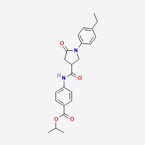 molecular formula C23H26N2O4 B4113730 isopropyl 4-({[1-(4-ethylphenyl)-5-oxo-3-pyrrolidinyl]carbonyl}amino)benzoate 