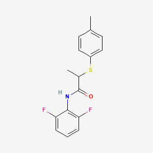 molecular formula C16H15F2NOS B4113749 N-(2,6-difluorophenyl)-2-[(4-methylphenyl)thio]propanamide 
