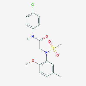 molecular formula C17H19ClN2O4S B411380 N-(4-chlorophenyl)-2-[2-methoxy-5-methyl(methylsulfonyl)anilino]acetamide 