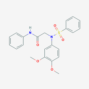 molecular formula C22H22N2O5S B411381 2-[3,4-dimethoxy(phenylsulfonyl)anilino]-N-phenylacetamide 