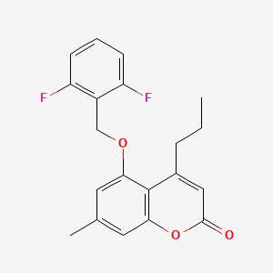 molecular formula C20H18F2O3 B4113810 5-[(2,6-difluorobenzyl)oxy]-7-methyl-4-propyl-2H-chromen-2-one 