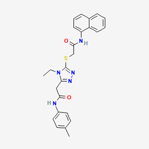 molecular formula C25H25N5O2S B4113819 2-[(4-ethyl-5-{2-[(4-methylphenyl)amino]-2-oxoethyl}-4H-1,2,4-triazol-3-yl)thio]-N-1-naphthylacetamide 