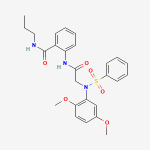 molecular formula C26H29N3O6S B4113828 2-{[N-(2,5-dimethoxyphenyl)-N-(phenylsulfonyl)glycyl]amino}-N-propylbenzamide 