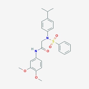 molecular formula C25H28N2O5S B411385 N-(3,4-dimethoxyphenyl)-2-[4-isopropyl(phenylsulfonyl)anilino]acetamide 