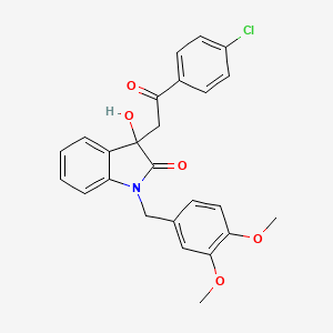 molecular formula C25H22ClNO5 B4113857 3-[2-(4-chlorophenyl)-2-oxoethyl]-1-(3,4-dimethoxybenzyl)-3-hydroxy-1,3-dihydro-2H-indol-2-one 