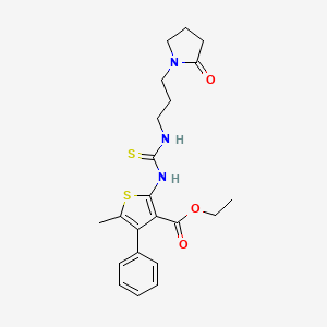 molecular formula C22H27N3O3S2 B4113869 ethyl 5-methyl-2-[({[3-(2-oxo-1-pyrrolidinyl)propyl]amino}carbonothioyl)amino]-4-phenyl-3-thiophenecarboxylate 