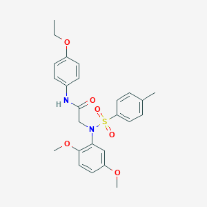 molecular formula C25H28N2O6S B411387 2-{2,5-dimethoxy[(4-methylphenyl)sulfonyl]anilino}-N-(4-ethoxyphenyl)acetamide 