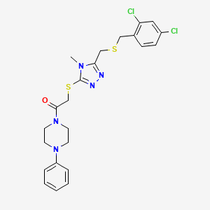 molecular formula C23H25Cl2N5OS2 B4113883 1-{[(5-{[(2,4-dichlorobenzyl)thio]methyl}-4-methyl-4H-1,2,4-triazol-3-yl)thio]acetyl}-4-phenylpiperazine 