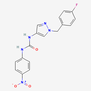 molecular formula C17H14FN5O3 B4113921 N-[1-(4-fluorobenzyl)-1H-pyrazol-4-yl]-N'-(4-nitrophenyl)urea 