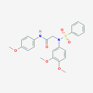 molecular formula C23H24N2O6S B411393 2-[3,4-dimethoxy(phenylsulfonyl)anilino]-N-(4-methoxyphenyl)acetamide 