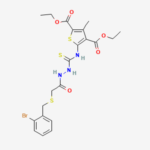 molecular formula C21H24BrN3O5S3 B4113930 diethyl 5-{[(2-{[(2-bromobenzyl)thio]acetyl}hydrazino)carbonothioyl]amino}-3-methyl-2,4-thiophenedicarboxylate 