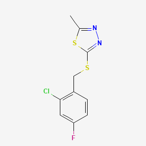 molecular formula C10H8ClFN2S2 B4113937 2-[(2-chloro-4-fluorobenzyl)thio]-5-methyl-1,3,4-thiadiazole 