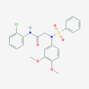 molecular formula C22H21ClN2O5S B411394 N-(2-chlorophenyl)-2-[3,4-dimethoxy(phenylsulfonyl)anilino]acetamide 
