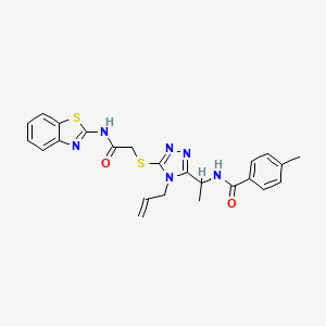 molecular formula C24H24N6O2S2 B4113948 N-[1-(4-allyl-5-{[2-(1,3-benzothiazol-2-ylamino)-2-oxoethyl]thio}-4H-1,2,4-triazol-3-yl)ethyl]-4-methylbenzamide 