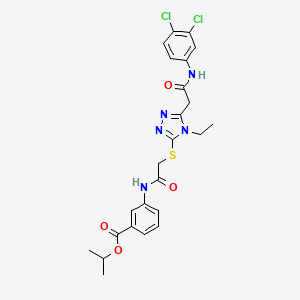 molecular formula C24H25Cl2N5O4S B4113969 isopropyl 3-({[(5-{2-[(3,4-dichlorophenyl)amino]-2-oxoethyl}-4-ethyl-4H-1,2,4-triazol-3-yl)thio]acetyl}amino)benzoate 