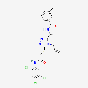 molecular formula C23H22Cl3N5O2S B4113974 N-{1-[4-allyl-5-({2-oxo-2-[(2,4,5-trichlorophenyl)amino]ethyl}thio)-4H-1,2,4-triazol-3-yl]ethyl}-3-methylbenzamide 