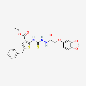 molecular formula C25H25N3O6S2 B4114002 ethyl 2-[({2-[2-(1,3-benzodioxol-5-yloxy)propanoyl]hydrazino}carbonothioyl)amino]-5-benzyl-3-thiophenecarboxylate 