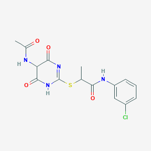 molecular formula C15H15ClN4O4S B4114004 2-{[5-(acetylamino)-4,6-dioxo-1,4,5,6-tetrahydro-2-pyrimidinyl]thio}-N-(3-chlorophenyl)propanamide 