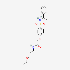 molecular formula C21H28N2O5S B4114011 N-(3-ethoxypropyl)-2-(4-{[(1-phenylethyl)amino]sulfonyl}phenoxy)acetamide 