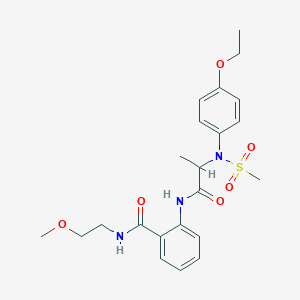 molecular formula C22H29N3O6S B4114047 2-{[N-(4-ethoxyphenyl)-N-(methylsulfonyl)alanyl]amino}-N-(2-methoxyethyl)benzamide 