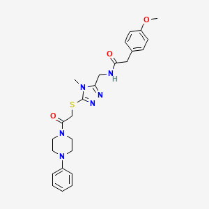 2-(4-methoxyphenyl)-N-[(4-methyl-5-{[2-oxo-2-(4-phenyl-1-piperazinyl)ethyl]thio}-4H-1,2,4-triazol-3-yl)methyl]acetamide